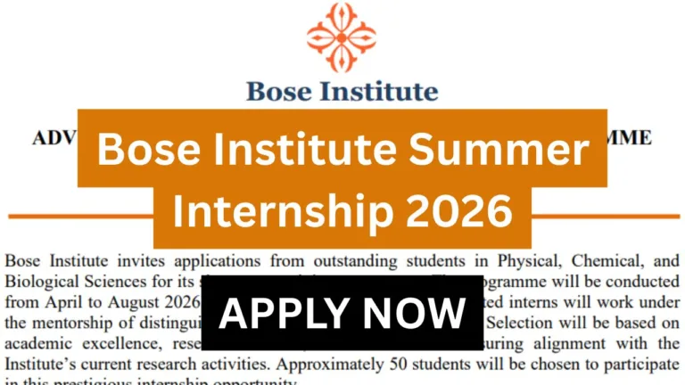 Bose Institute Summer Internship 2026