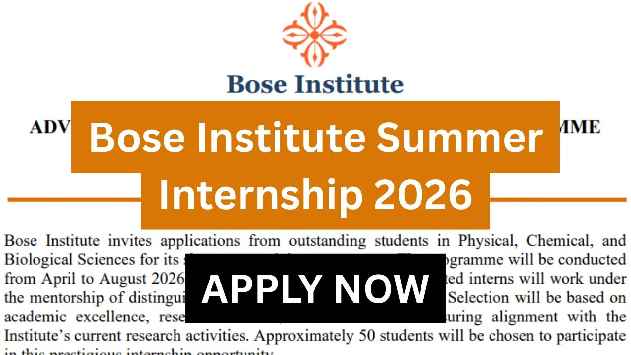 Bose Institute Summer Internship 2026