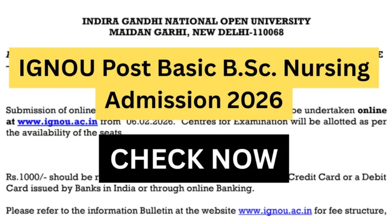 IGNOU Post Basic B.Sc. Nursing Admission 2026