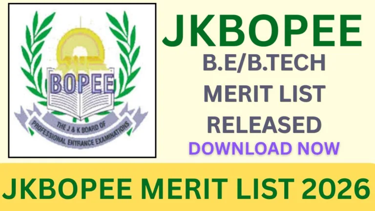 JKBOPEE MERIT LIST 2026